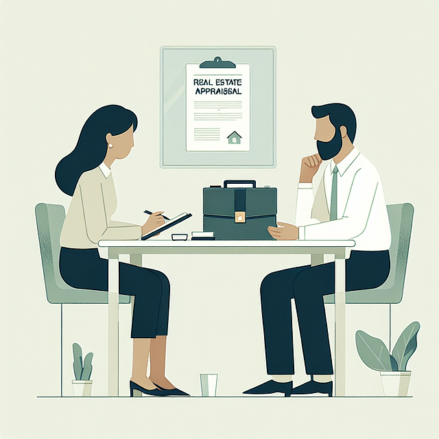 two people negotiating over a table with a real estate appraisal report