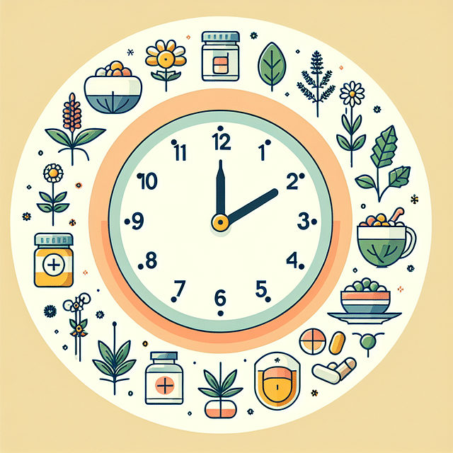 clock with healing herbs around it