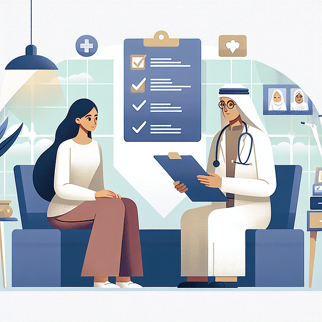 A person reviewing a comprehensive list of daily care needs with a medical professional