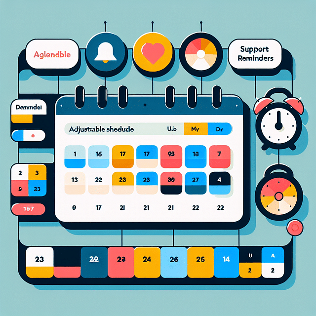 a calendar with adjustable schedules and support reminders