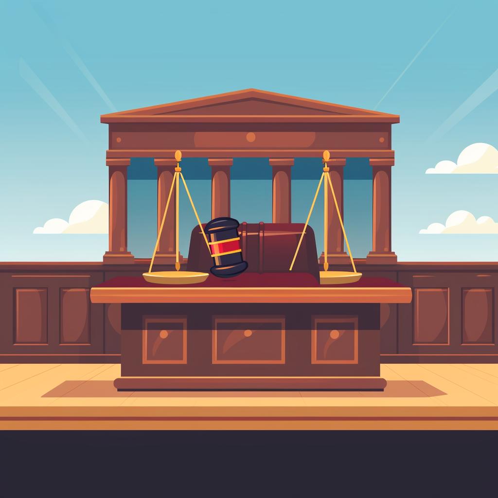 Gavel on a judge's desk symbolizing a court hearing