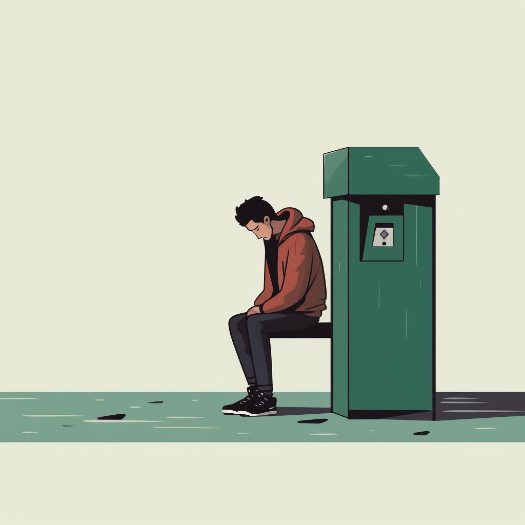 A person waiting anxiously by a mailbox